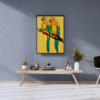 Parrots on twig
