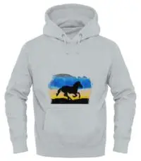 Hoodie printed with Art “horse” –  White