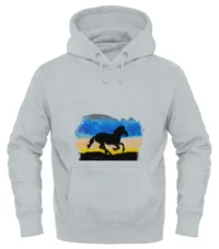 Hoodie printed with Art “horse” –  White